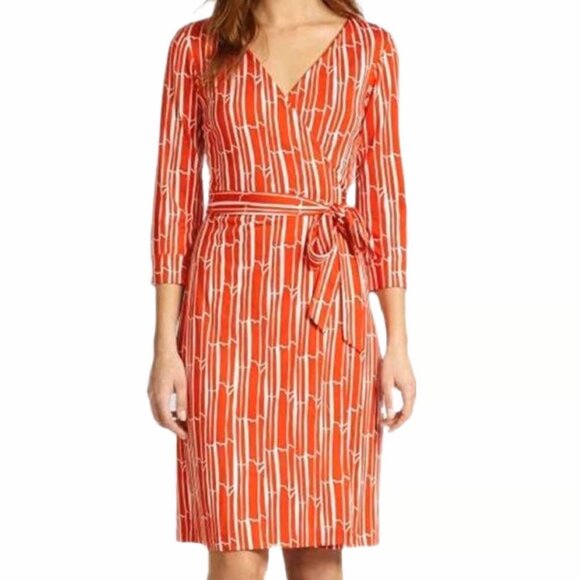 Diane Von Furstenberg Dresses & Skirts - DIANE von FURSTENBERG Women's New Julian Two Wrap Dress 6 Silk Jersey Red Bamboo